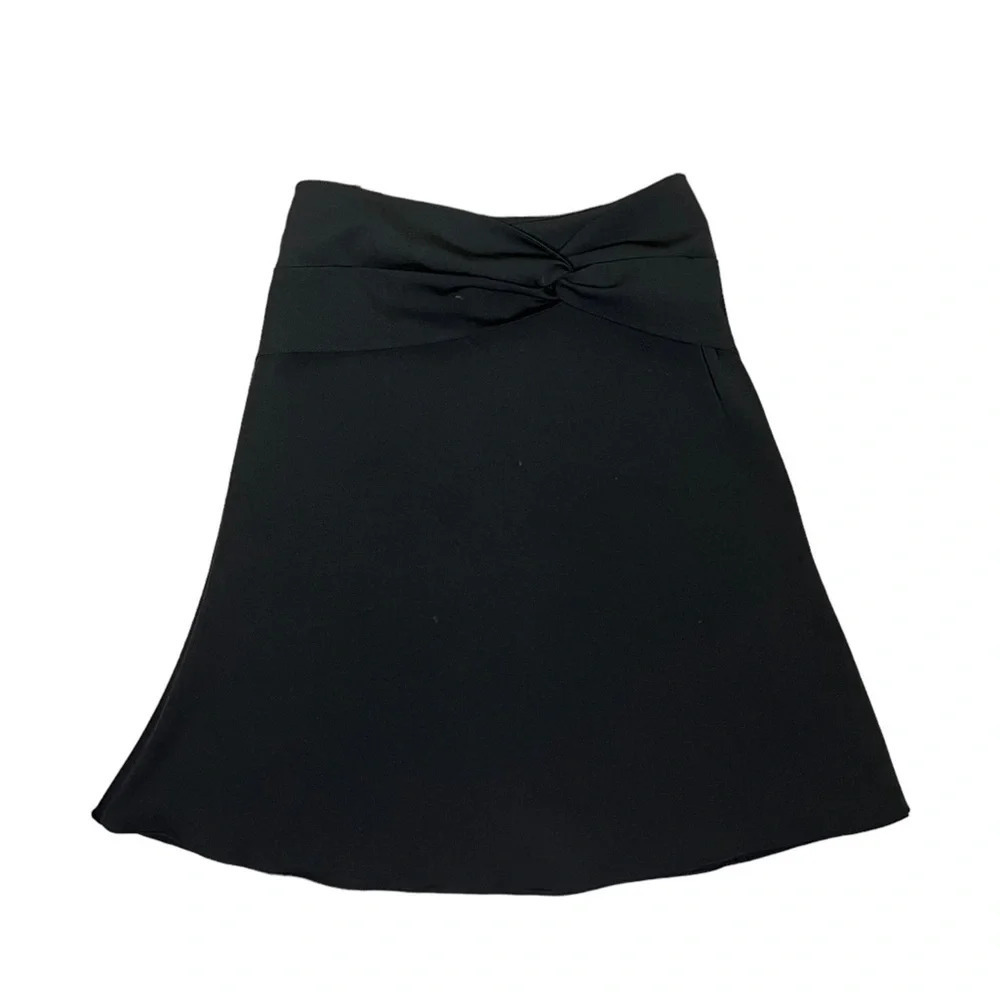 Y2K Twist-Waist Metro Girl Circle Skirt Black 3